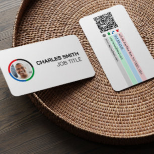 Tarjeta De Visita Sencillo código QR de fotos de color profesional e