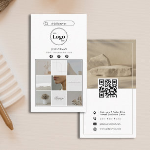 Tarjeta De Visita Sencillo Collage de fotos de Instagram Blanco en l