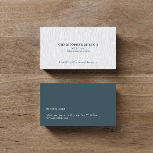 Tarjeta De Visita Sencillo Consultor Elegante Textura Azul Blanco