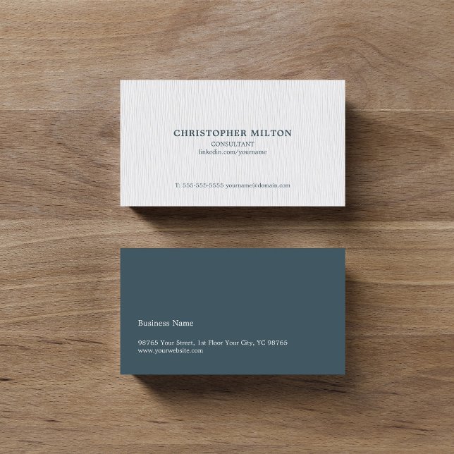 Tarjeta De Visita Sencillo Consultor Elegante Textura Azul Blanco (Subido por el creador)