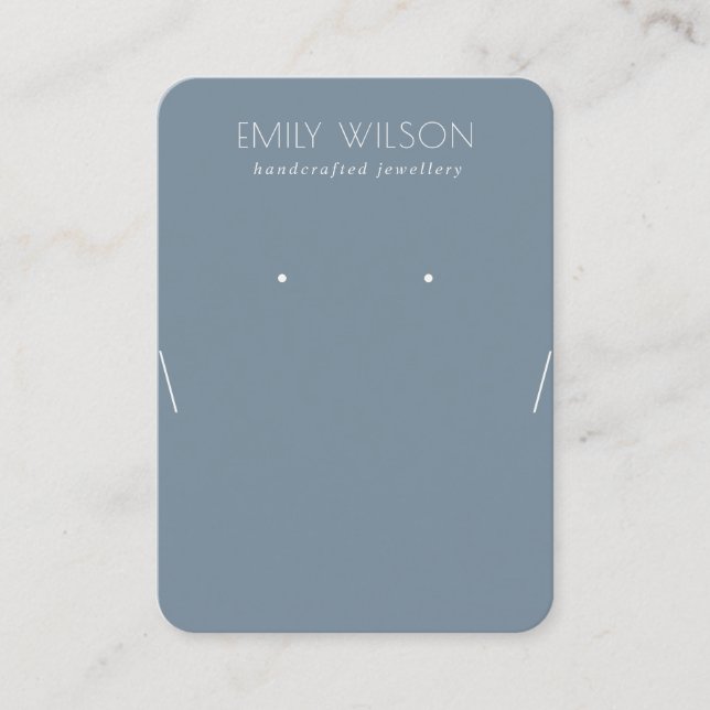 Tarjeta De Visita Sencillo Dusky Muted Blue Necklally Earl Display (Anverso)