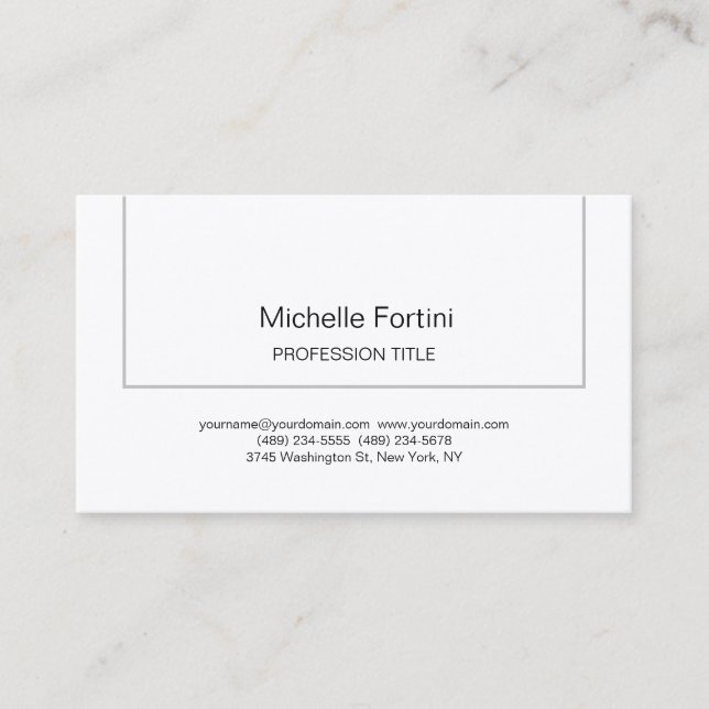 Tarjeta De Visita Sencillo elegante de seda premium llano simple Min (Anverso)