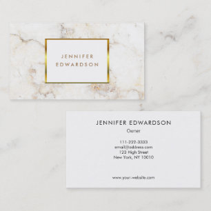 Tarjeta De Visita Sencillo elegante mármol de oro blanco profesional