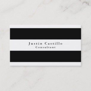 Tarjeta De Visita Sencillo elegante negro rayado blanco moderno