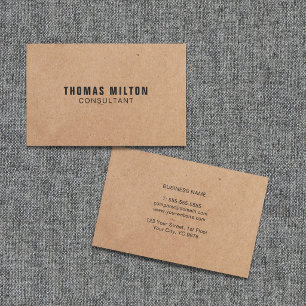 Tarjeta De Visita Sencillo Elegante Papel Kraft IMPRIMIDO Consultor