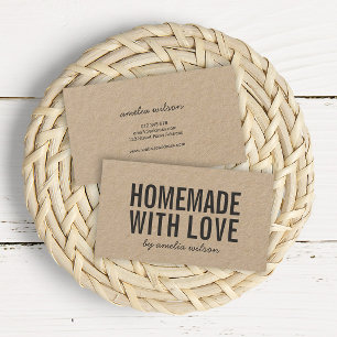 Tarjeta De Visita Sencillo Elegante Rústico Casero con Amor Kraft