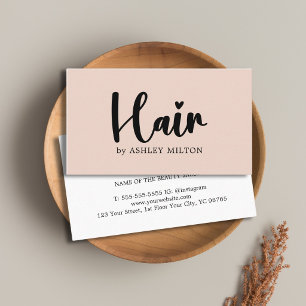 Tarjeta De Visita Sencillo Estilista de Pelo Negro Negrita Pastel El