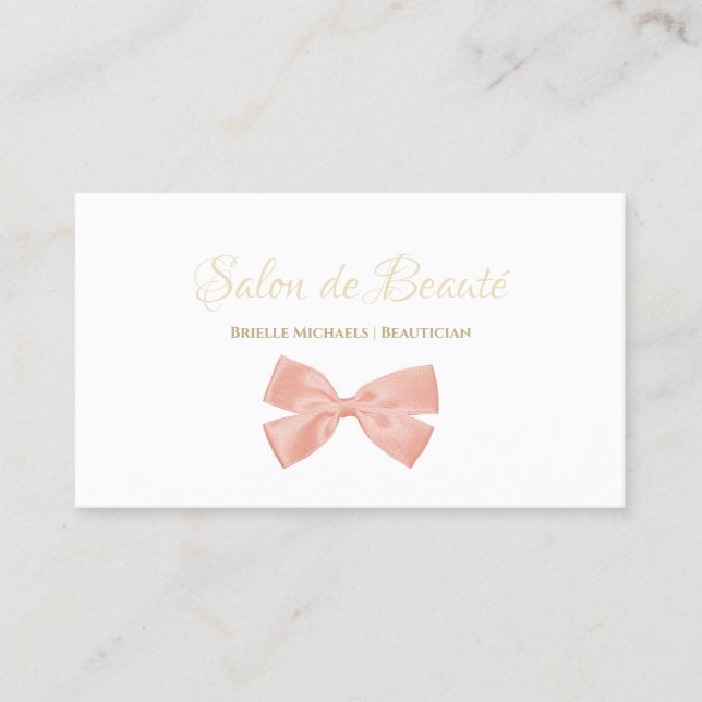 Tarjeta De Visita Sencillo guion de oro rosado Salón de belleza (Anverso)
