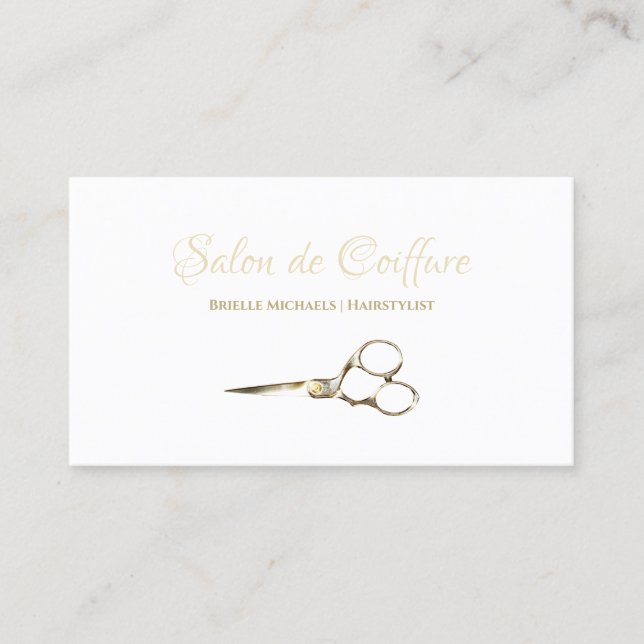 Tarjeta De Visita Sencillo Hairstylist Scissors Hair Salon (Anverso)
