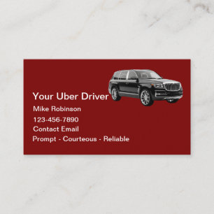 Tarjeta De Visita Sencillo llamamiento de viaje de conductor de Uber