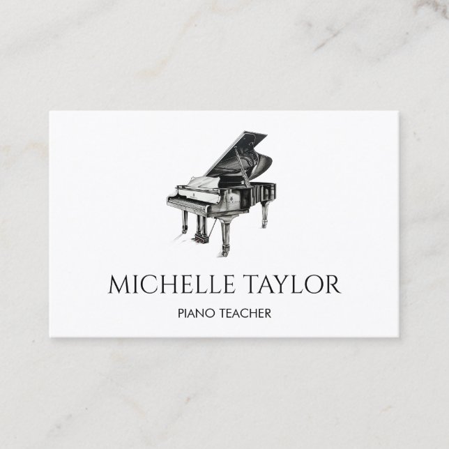 Tarjeta De Visita Sencillo maestro de música de piano Pianista (Anverso)