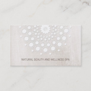 Tarjeta De Visita Sencillo Mandala Blanca Belleza y Spa de día