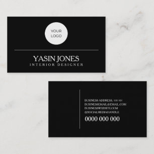 Tarjeta De Visita Sencillo Minimalista negro oscuro modo moderno