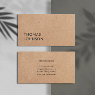 Tarjeta De Visita Sencillo papel kraft impreso elegante y audaz para