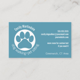Tarjeta De Visita Sencillo perro Walker Mascota Sitter Verde Azul