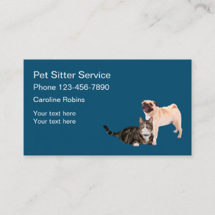 Tarjeta De Visita Sencillo Perro Y Gato Del Mascota