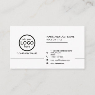 Tarjeta De Visita Sencillo Profesional en blanco y negro añada su lo