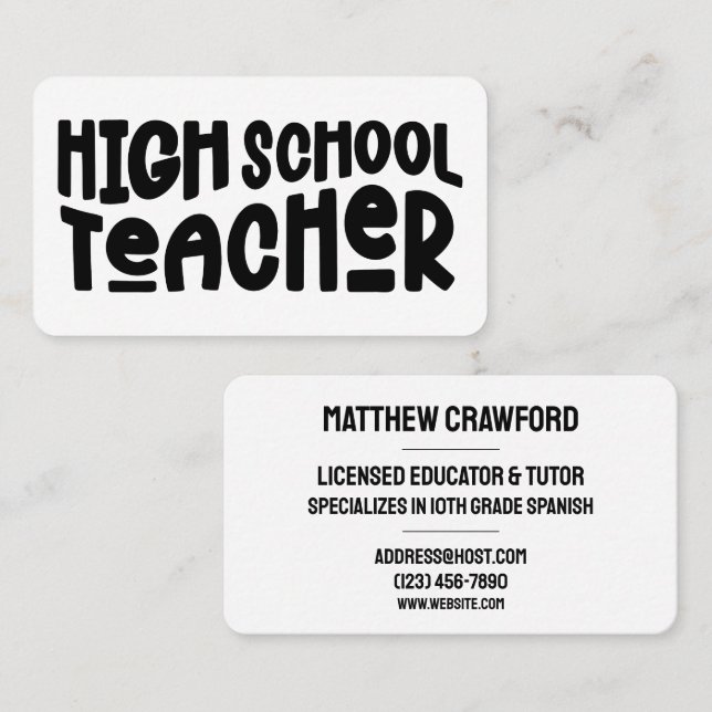 Tarjeta De Visita Sencillo profesor de secundaria (Anverso / Reverso)