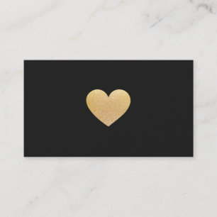 Tarjeta De Visita Sencillo Purpurina de oro de corazón negro de red