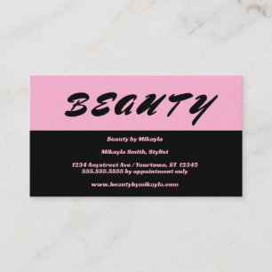 Tarjeta De Visita Sencillo rosa y negro estilo cabello Nails Belleza