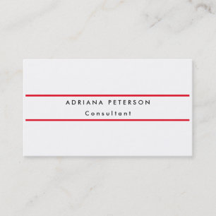 Tarjeta De Visita Sencillo Sofisticado Rojo Blanco Simple Profesiona