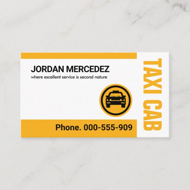 Tarjeta De Visita Sencillo Taxi Amarillo Minimalista (Anverso)