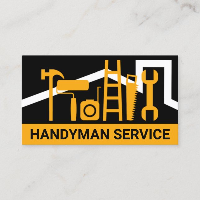 Tarjeta De Visita Sencillo techo de herramientas de mano creativas (Anverso)