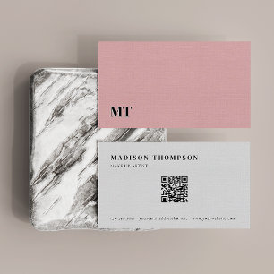 Tarjeta De Visita Sencillo y elegante código QR del monograma rosa p