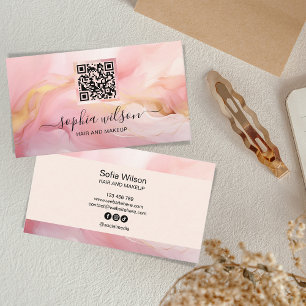 Tarjeta De Visita Sencillo y elegante código QR rosa Rubor para medi