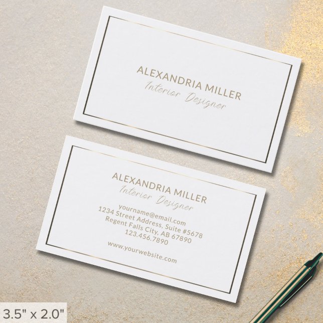 Tarjeta De Visita Sencillo y elegante Faux Gold (Subido por el creador)