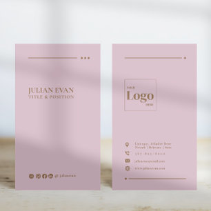 Tarjeta De Visita Sencillo y elegante medio social rosa conectado