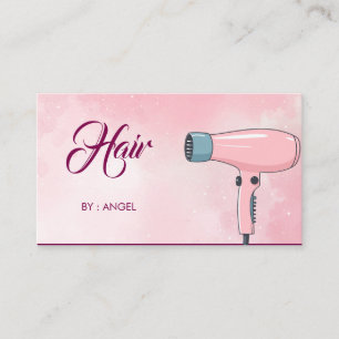 Tarjeta De Visita Sencillo Y Hermoso Pelo Rosa.