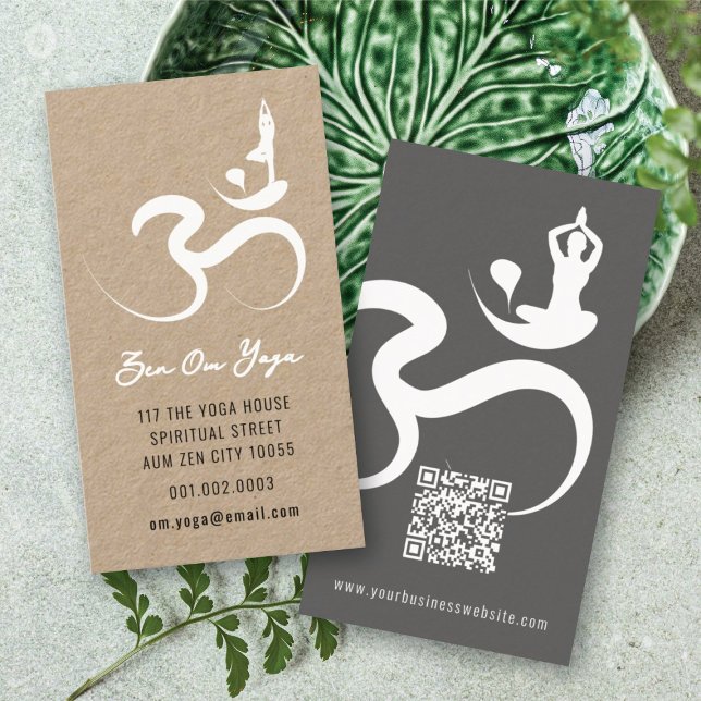 Tarjeta De Visita Sencillo Zen Yoga Om Calligrafía Silueta (Simple Minimalist Zen Spiritual Holistic Yoga Om/Aum Calligraphy Symbol Business Card @ fatfatin)