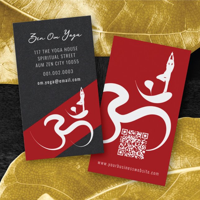 Tarjeta De Visita Sencillo Zen Yoga Om Calligrafía Silueta (Simple Minimalist Zen Spiritual Holistic Yoga Om/Aum Calligraphy Symbol Business Card @ fatfatin)