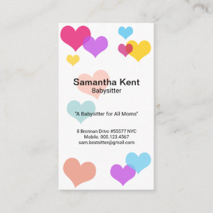 Tarjeta De Visita Sencillos corazones flotantes de color blanco haci