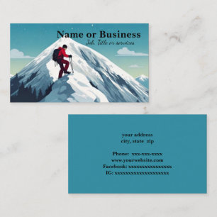 Tarjeta De Visita Senderismo en la cima de la montaña nevada