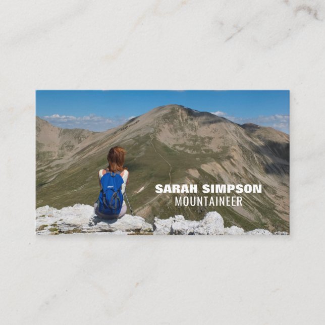 Tarjeta De Visita Senderismo, escalada y escalada femenino (Anverso)