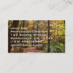 Tarjeta De Visita Sendero de Otoño Iluminado por el Sol en Laurel Hi