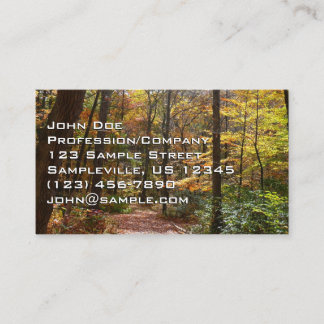 Tarjeta De Visita Sendero Sunlit Fall en el Parque Estatal Laurel Hi
