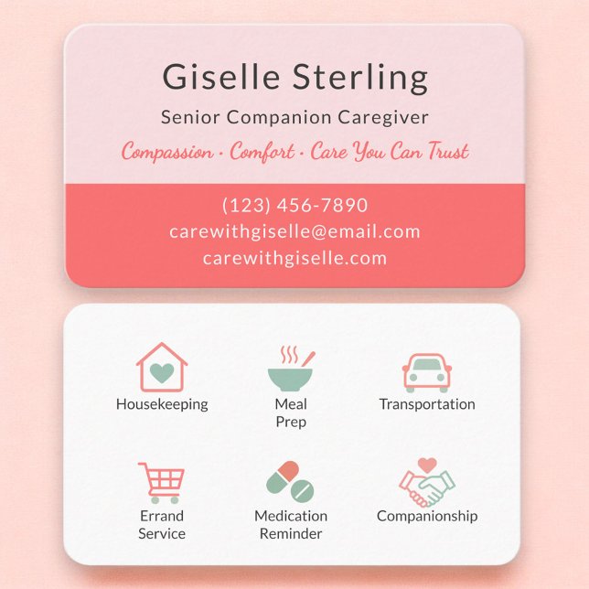 Tarjeta De Visita Senior Care Companion Professional Caregiver (Subido por el creador)