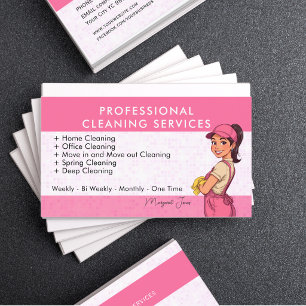 Tarjeta De Visita Señora de la limpieza Pink Professional