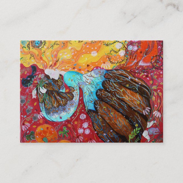 Tarjeta De Visita Señora de la naturaleza y las estaciones del año (Anverso)