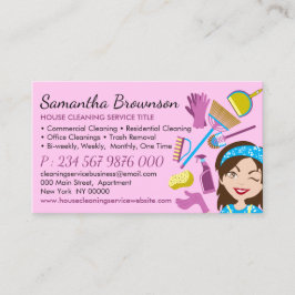 Tarjeta De Visita Señora de limpieza de notas rosadas