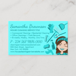 Tarjeta De Visita Señora de limpieza de Teal cita de limpieza