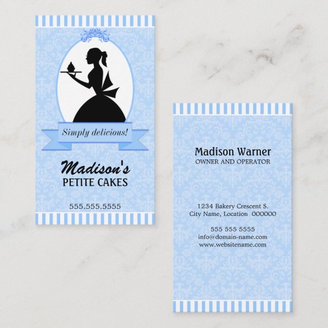 Tarjeta De Visita Señora elegante Silhouette Cupcake (Anverso / Reverso)