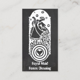 Tarjeta De Visita Señora feliz retra Maid Chalkboard Cleaning