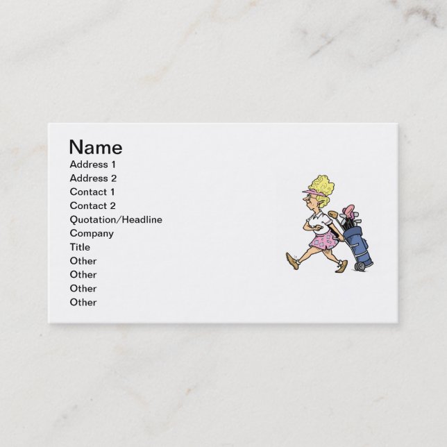 Tarjeta De Visita Señora Golfer Tshirts y regalos (Anverso)