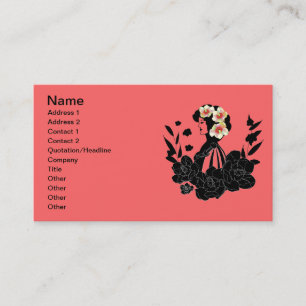 Tarjeta De Visita Señora y ramo elegantes de plantilla Busi de la