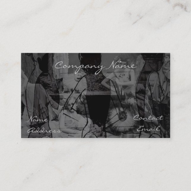 Tarjeta De Visita Señoras elegantes de la moda en gris (Anverso)