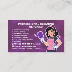 Tarjeta De Visita Señorita de Limpieza Servicio de Limpieza de Casas